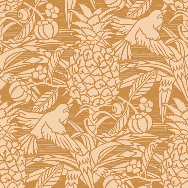 Tropicana damask - golden - Large scale