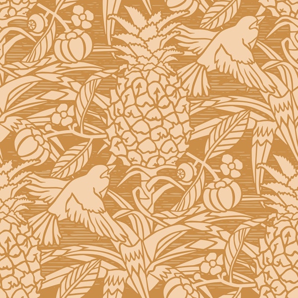 Tropicana damask - golden - Small scale