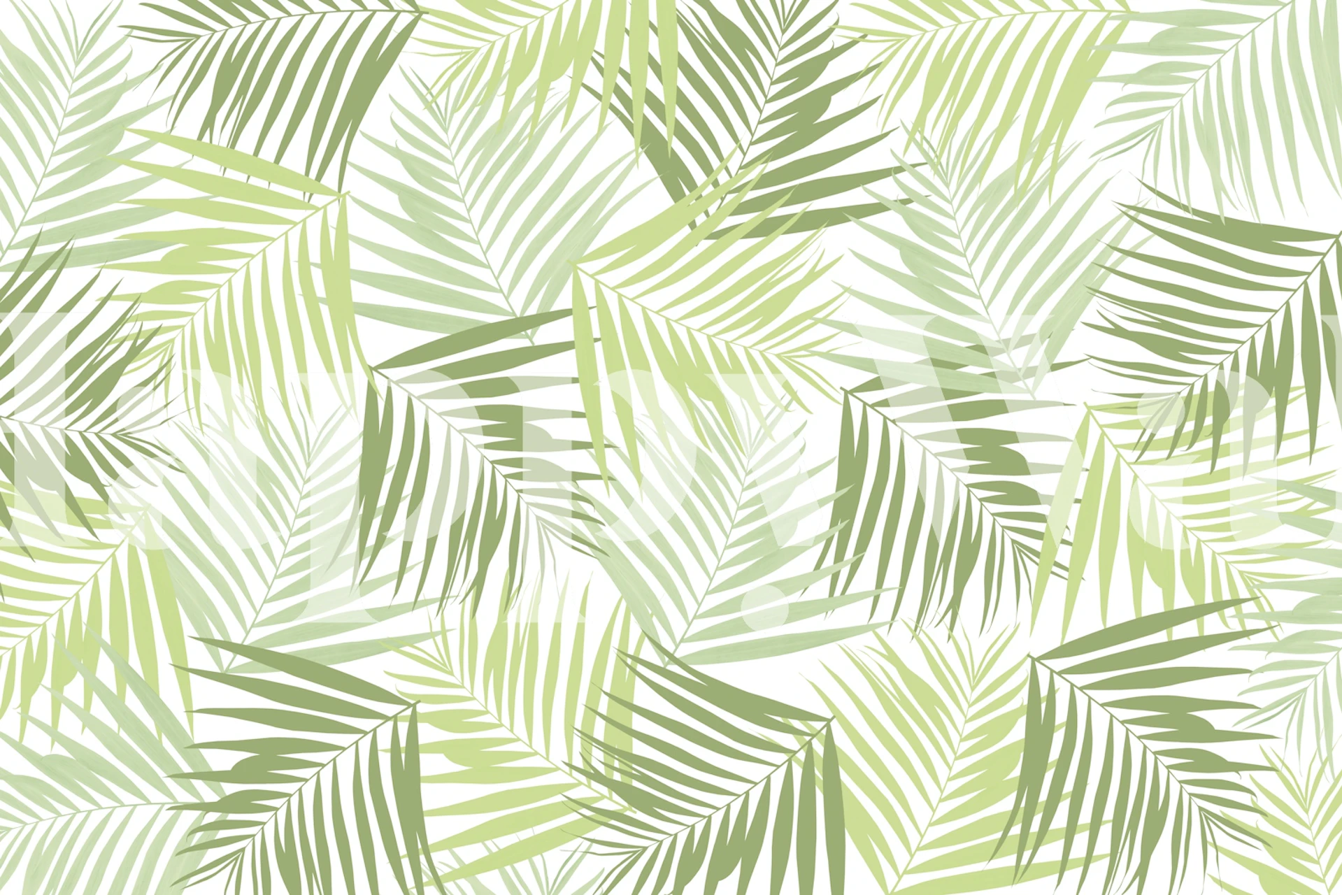 Tropical green leaf pattern wallpaper with various shades of green