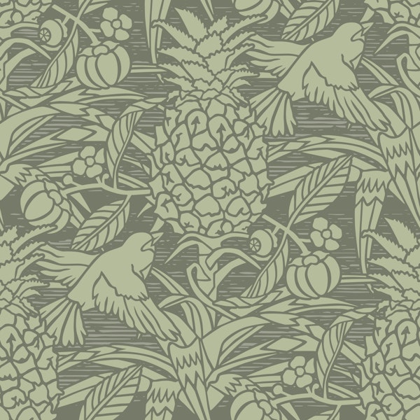 Tropicana damask - Dark sage - Large scale
