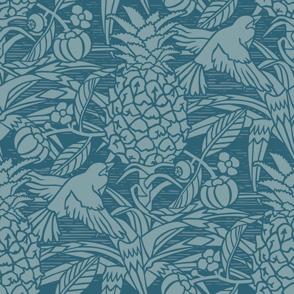 Tropicana damask - Blue - Small scale