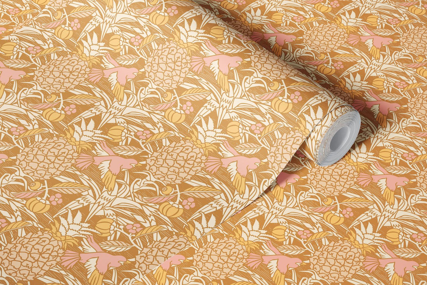 Tropicana damask - Golden palette - Small wallpaper roll