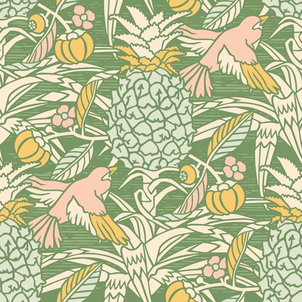 Tropicana damask - Green palette - Large