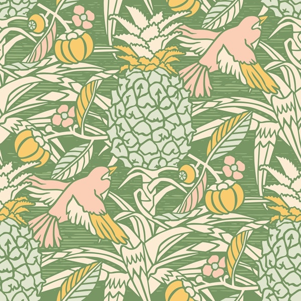 Tropicana damask - Green - Small scale