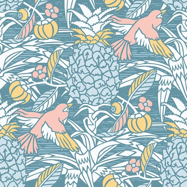 Tropicana damask - Blue palette - Small scale