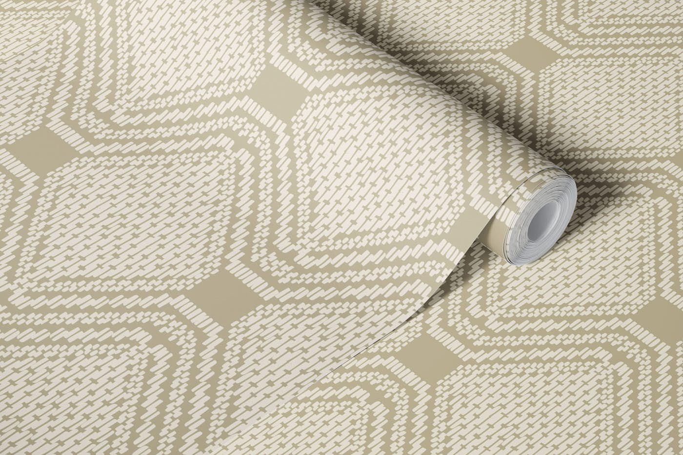 Boho linen geometry - Sand - Large scale wallpaper roll