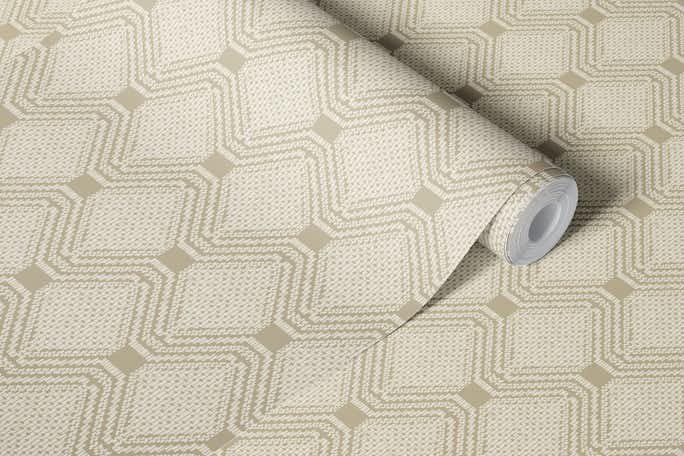 Boho linen geometry - Sand - Small scalewallpaper roll