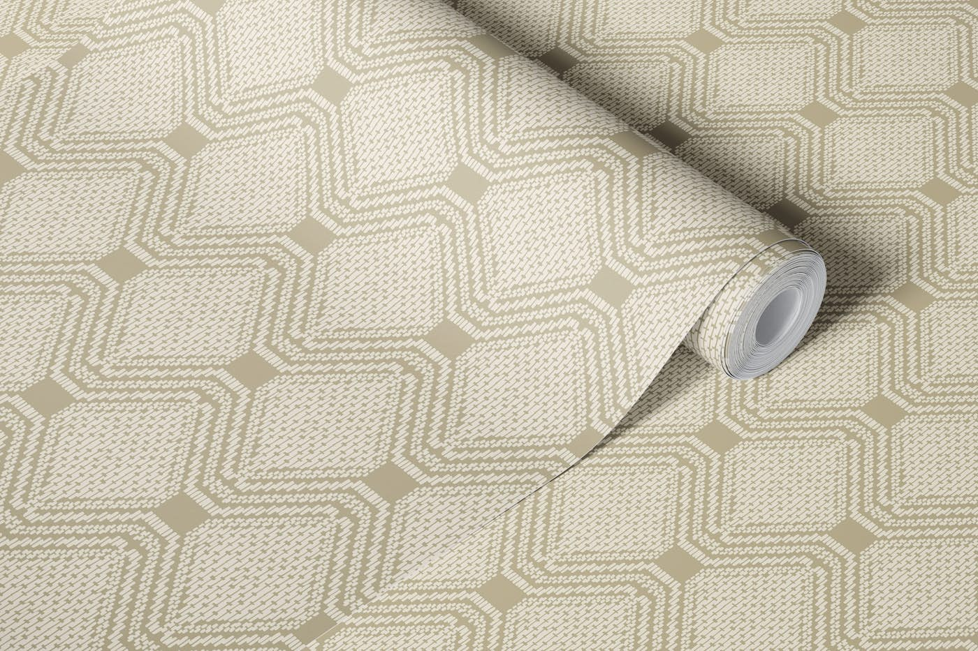 Boho linen geometry - Sand - Small scale wallpaper roll