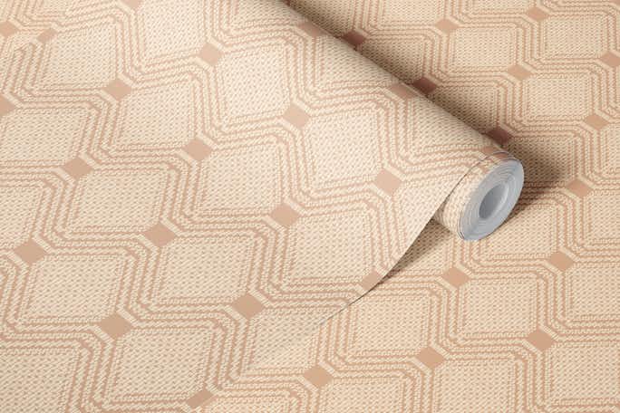 Boho linen geometry - Nude - Small scalewallpaper roll