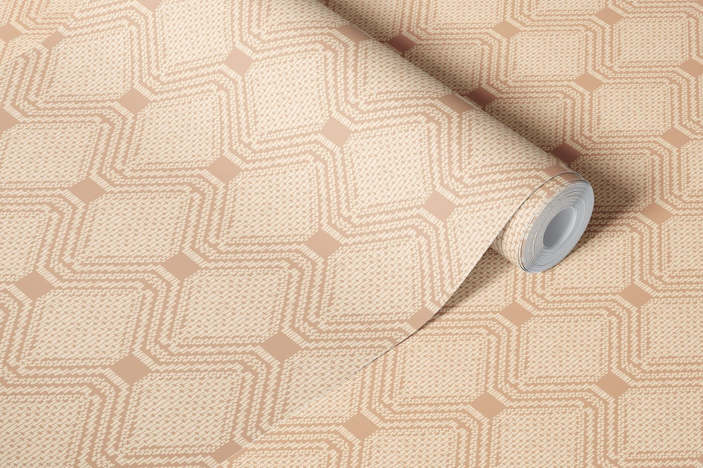 Boho linen geometry - Nude - Small scale wallpaper roll