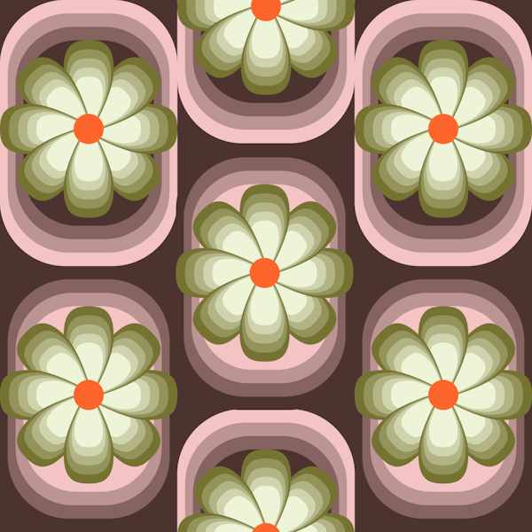 High Contrast Retro 70s flowers