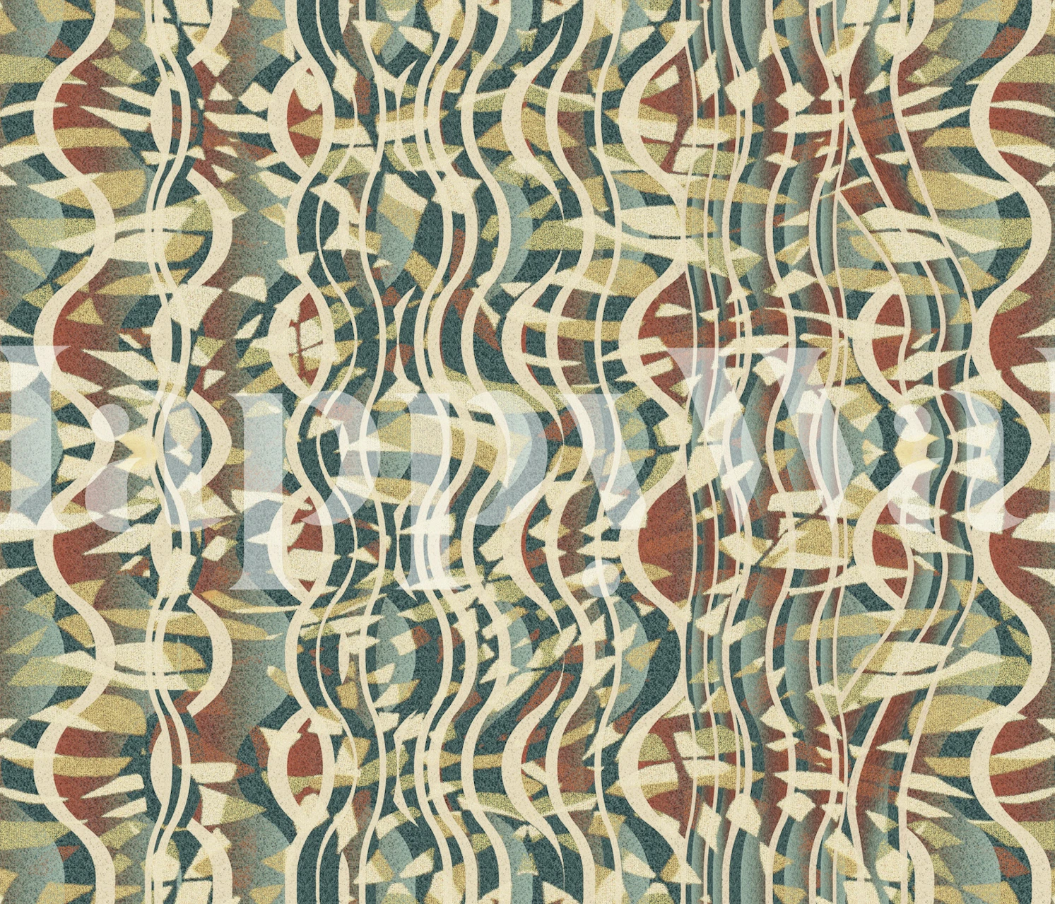 Papel de parede Bauhaus com padrão geométrico na sala