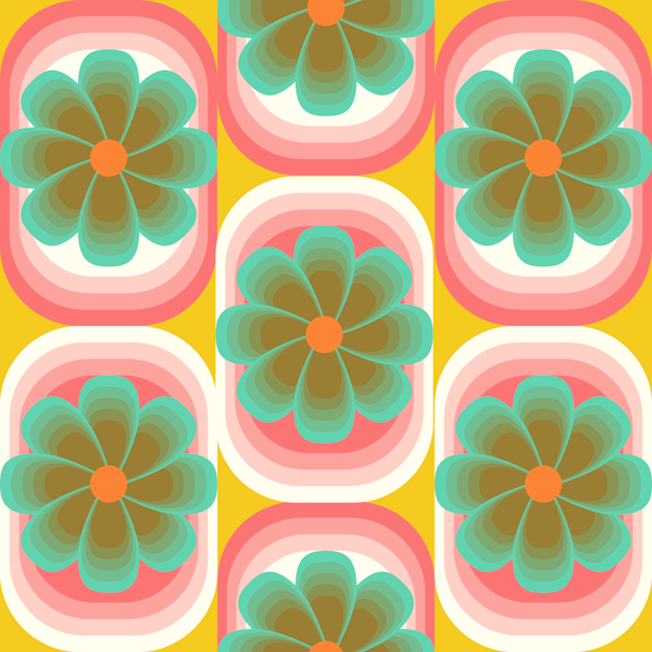 Summer groovy flowers large scale