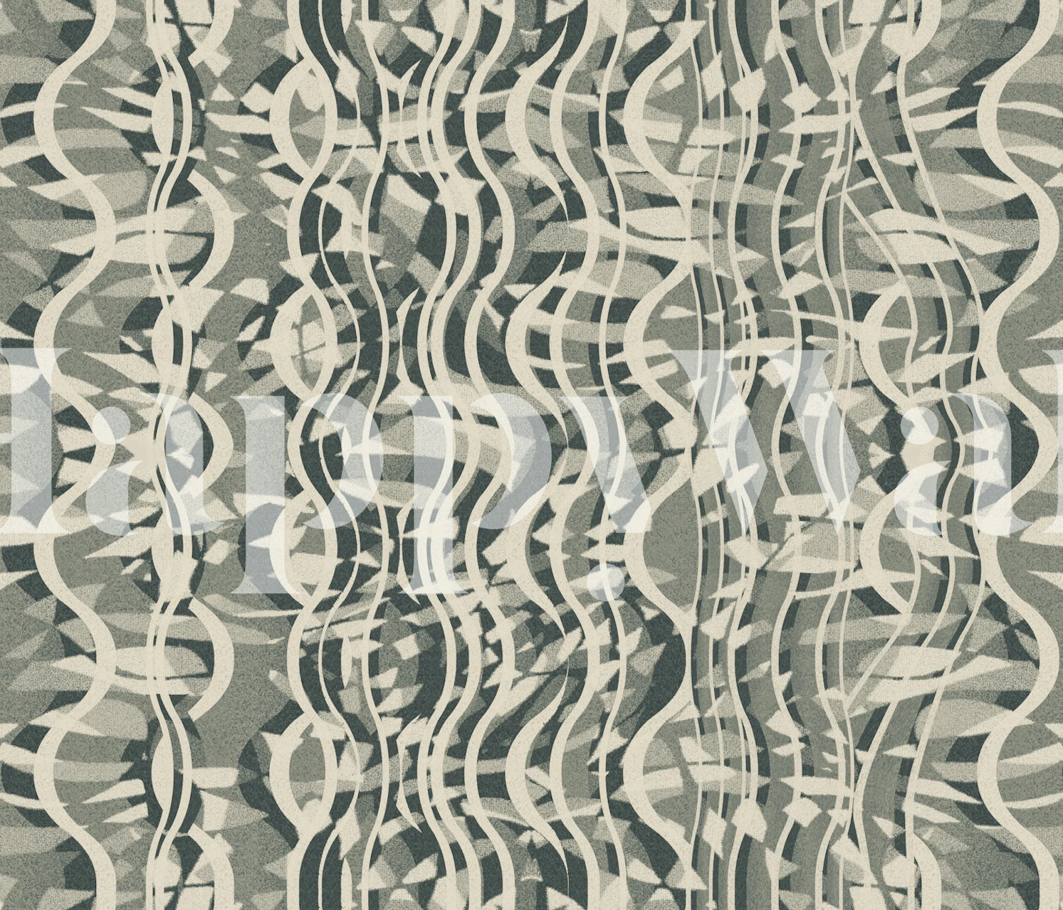 Black and white wavy geometric pattern wallpaper