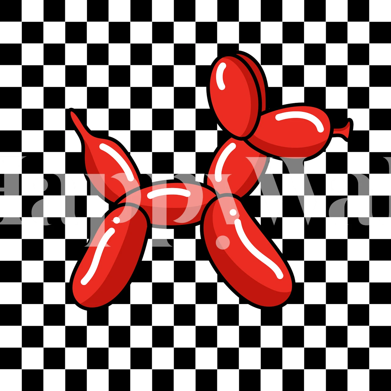 Red Balloon Dog wallpaper displayed in a room