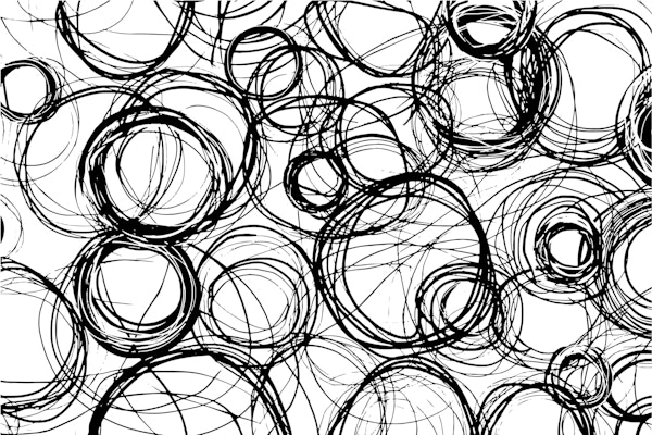 Rough Circle Scribbles Black On White