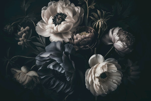 Baroque Regency Flower Splendor Ivory Blue