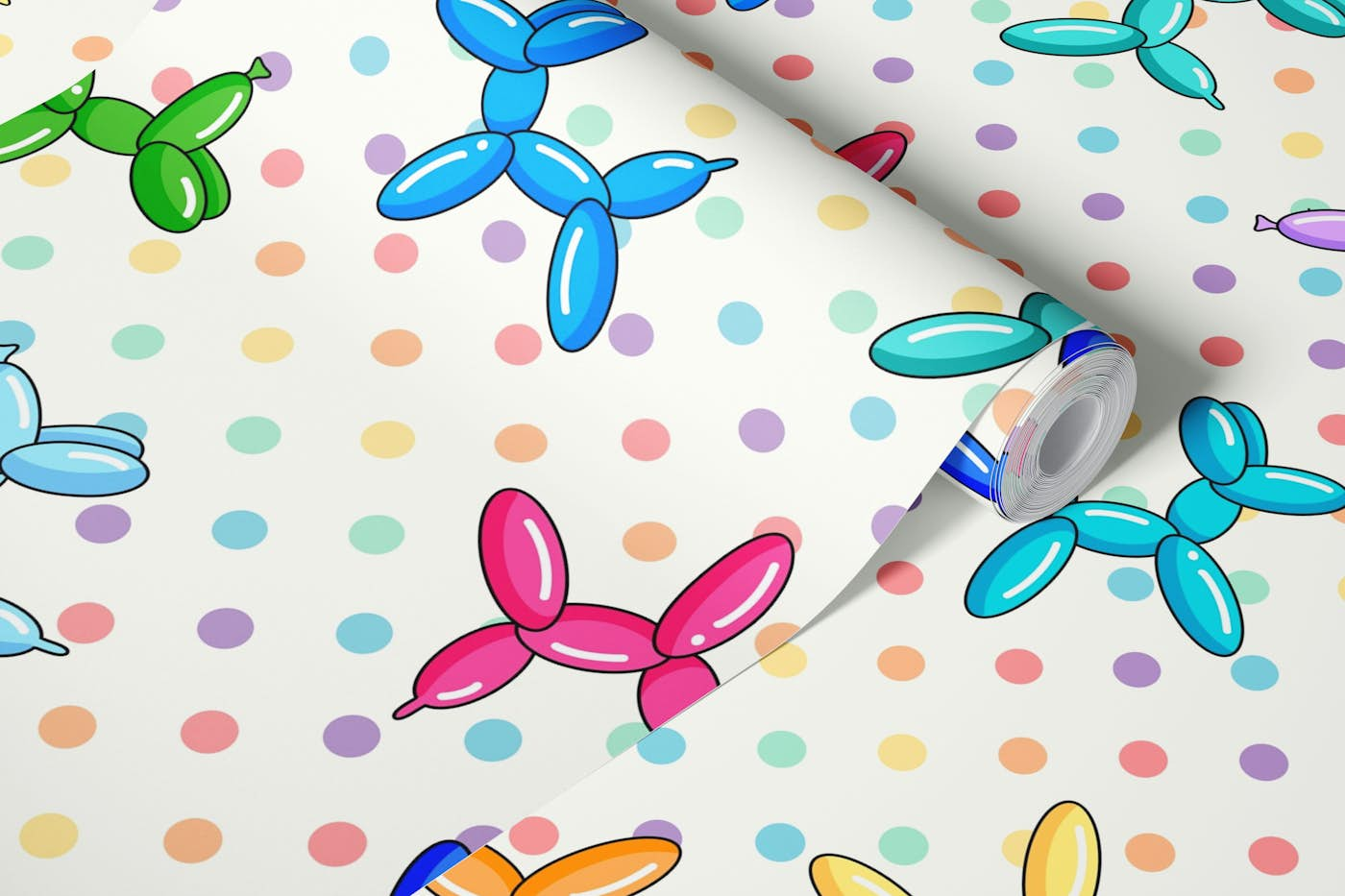 Colorful Balloon Dogs 4 wallpaper roll