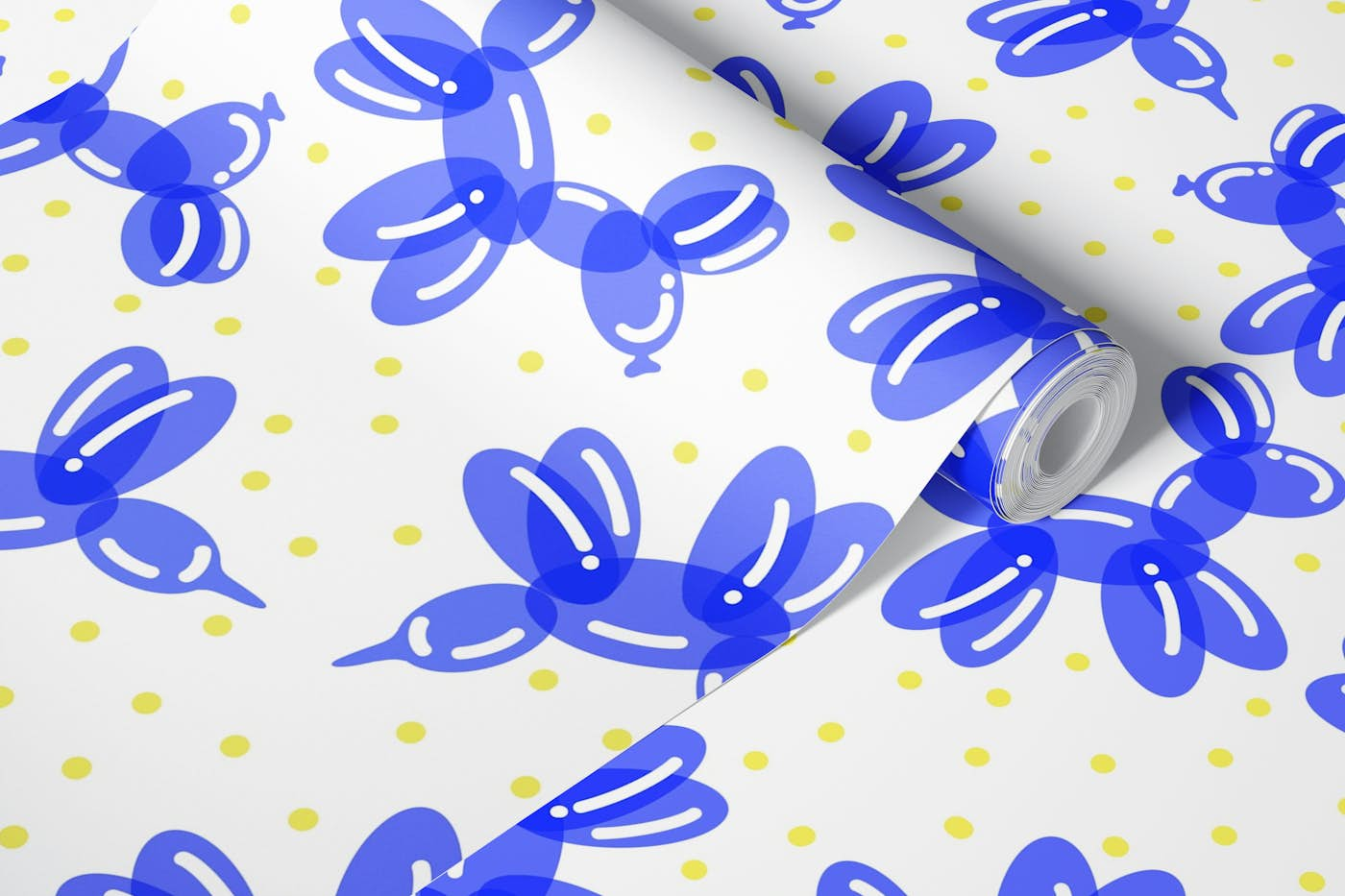 Blue Transparent Balloon Dogs wallpaper roll