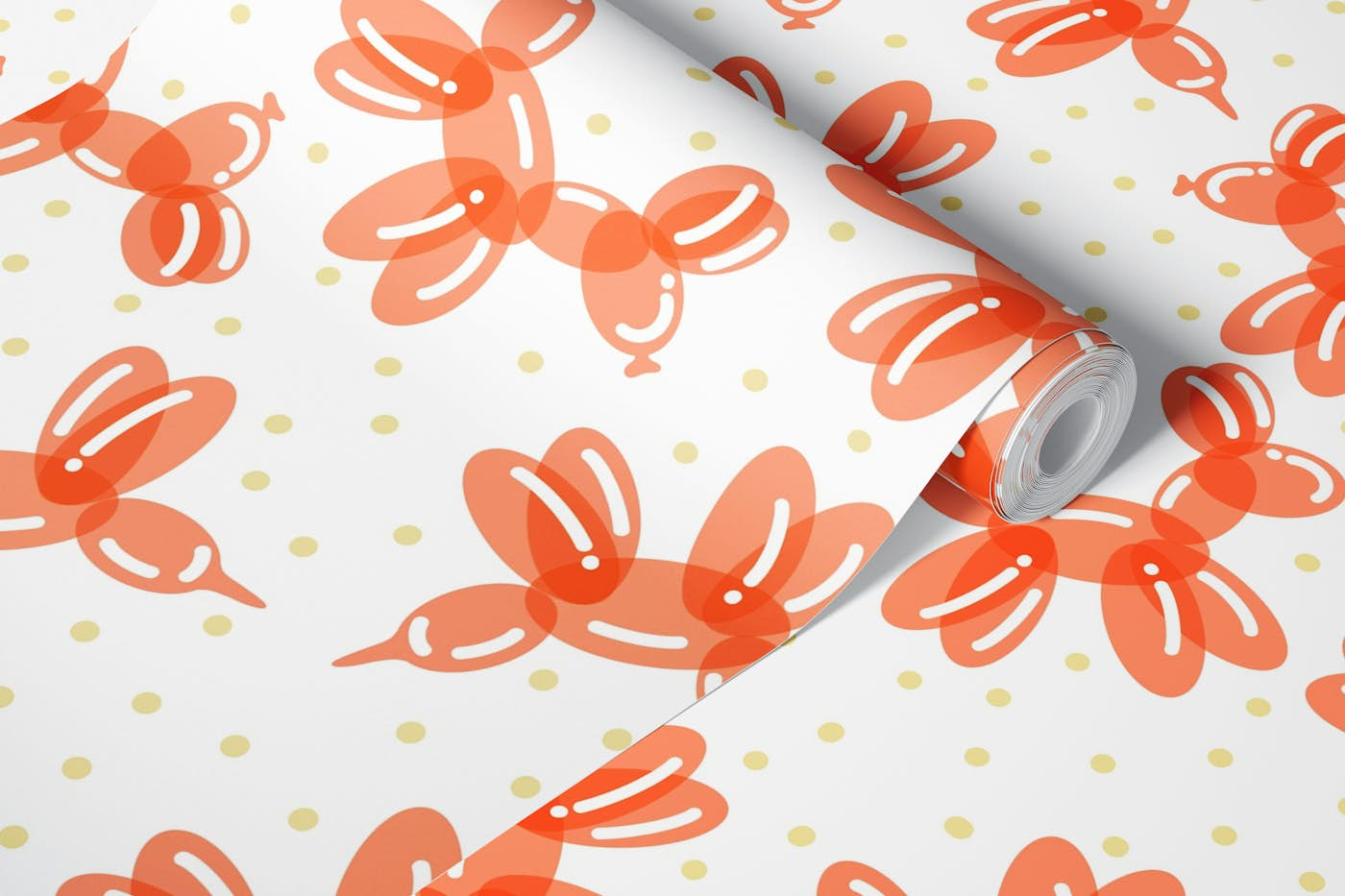 Orange Transparent Balloon Dogs wallpaper roll