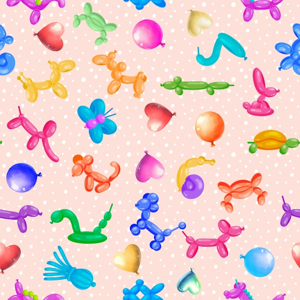 Balloon Animals with Polka Dots 2 pink