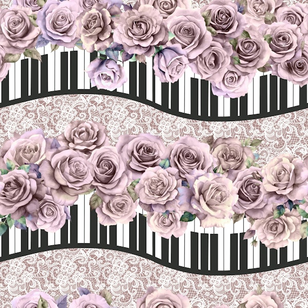 Shabby Chic piano keyboard waves 10