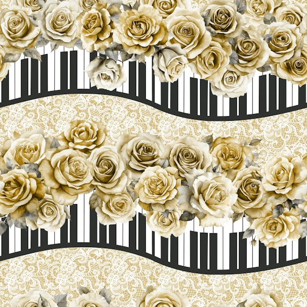 Shabby Chic piano keyboard waves 11