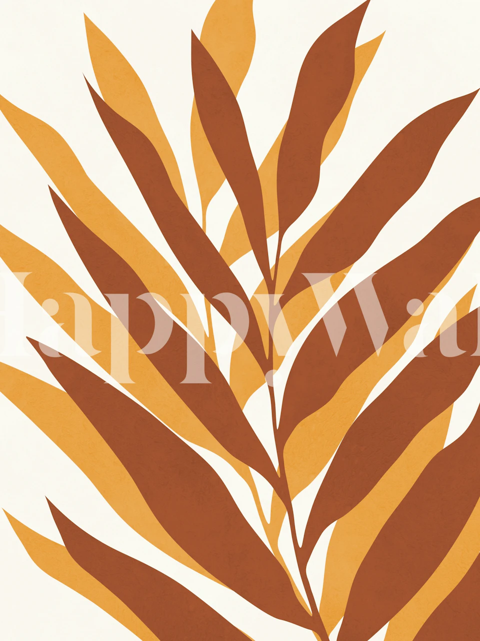 Organic nature wallpaper in a warm-toned room