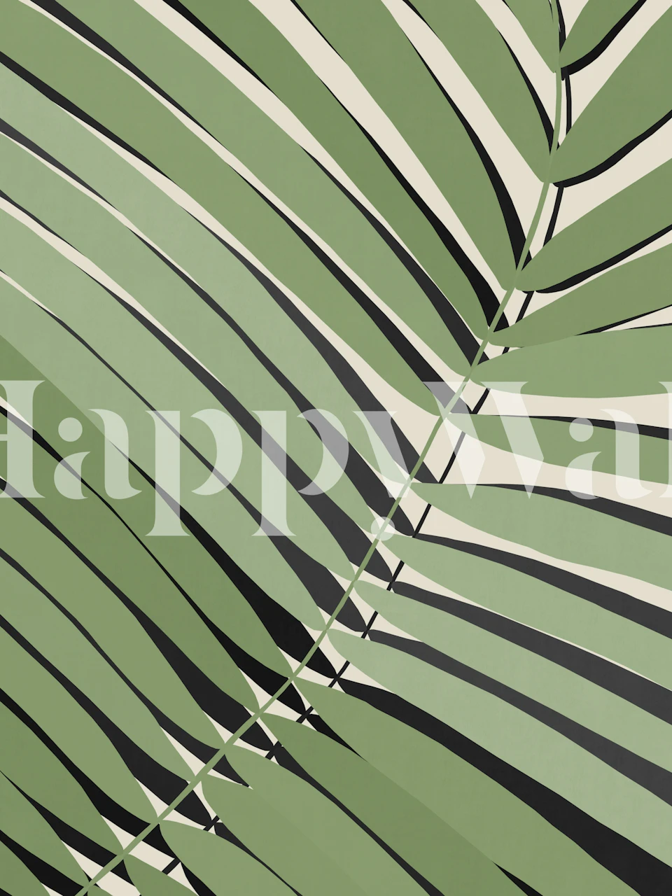 Tropical palm leaves in green and black colors wallpaper