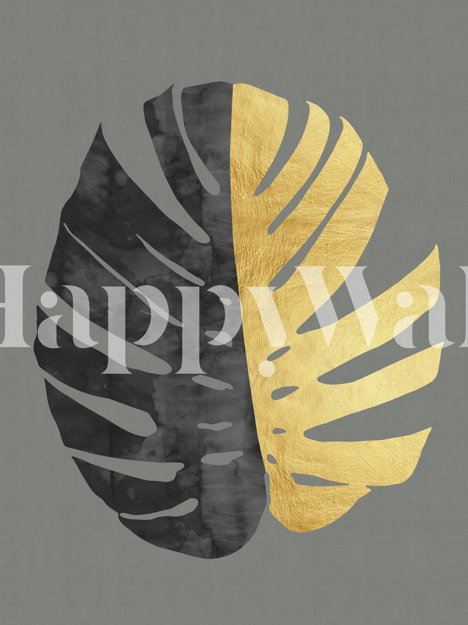 Papel de parede Golden tropical leaf em um quarto