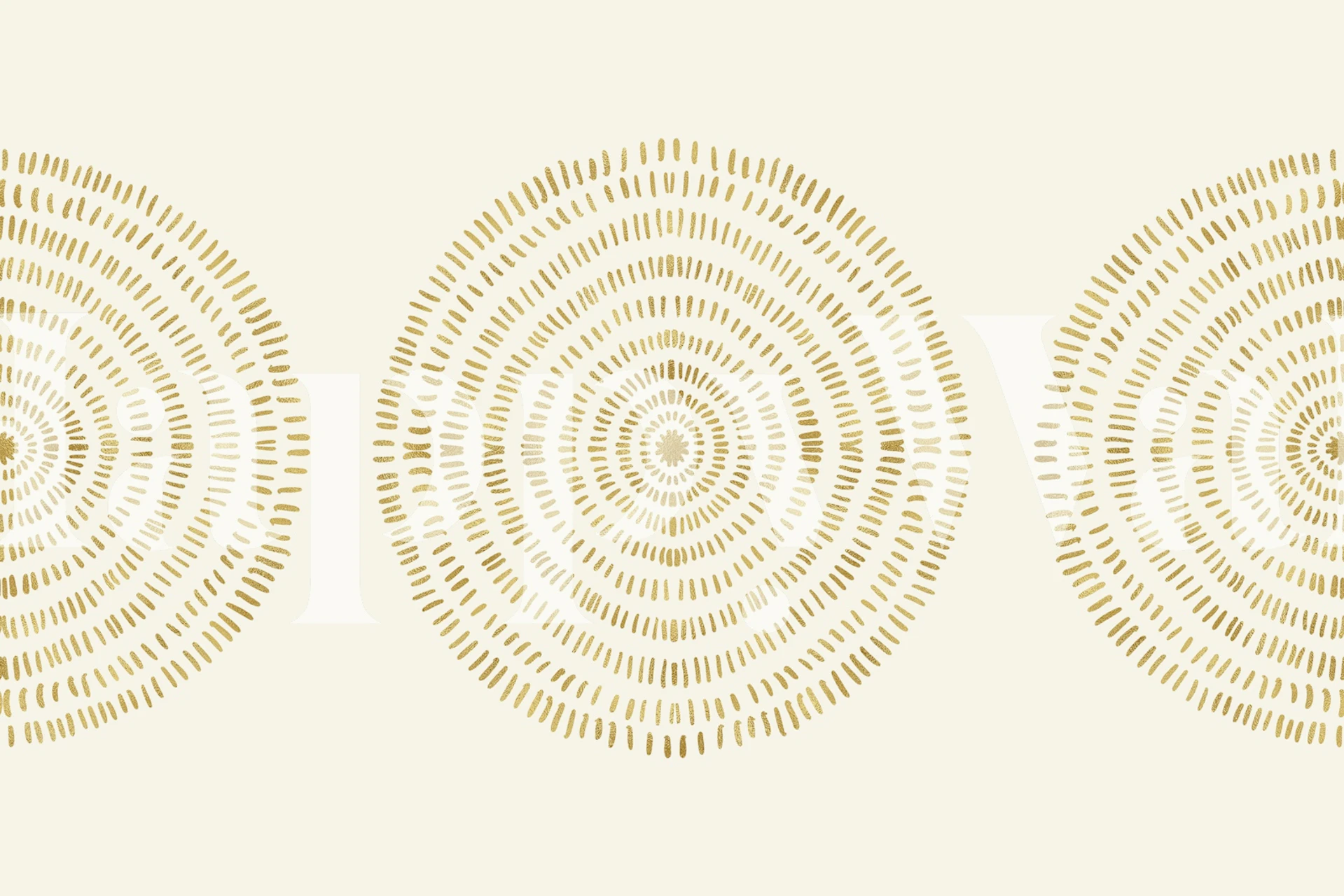 Golden tribal circle pattern on a light background wallpaper