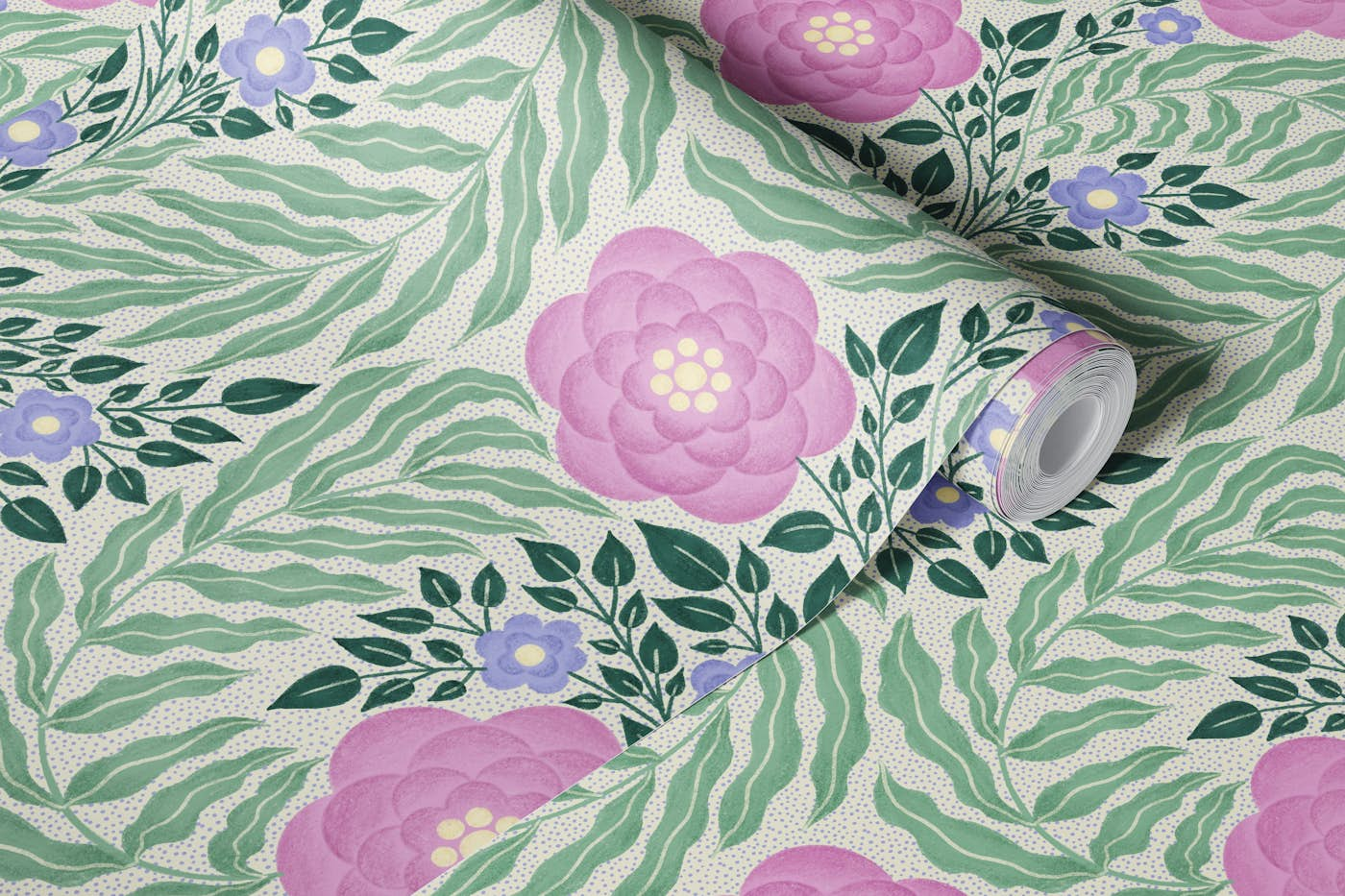 Spring florals in pastel tones wallpaper roll