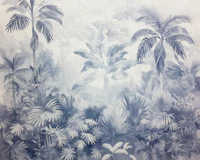 Blue Watercolor Tropical Landscape papel pintado
