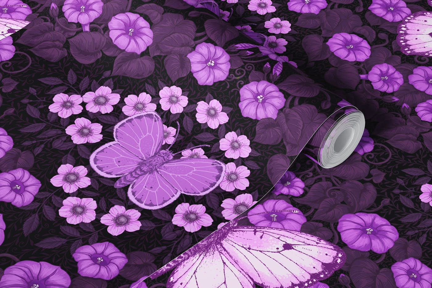 Butterflies and flowers symmetry 2 wallpaper roll