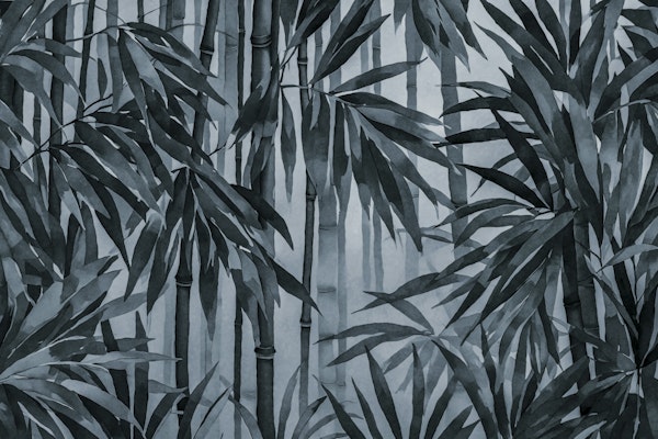 Tropical Bamboo Forest Grey Blue