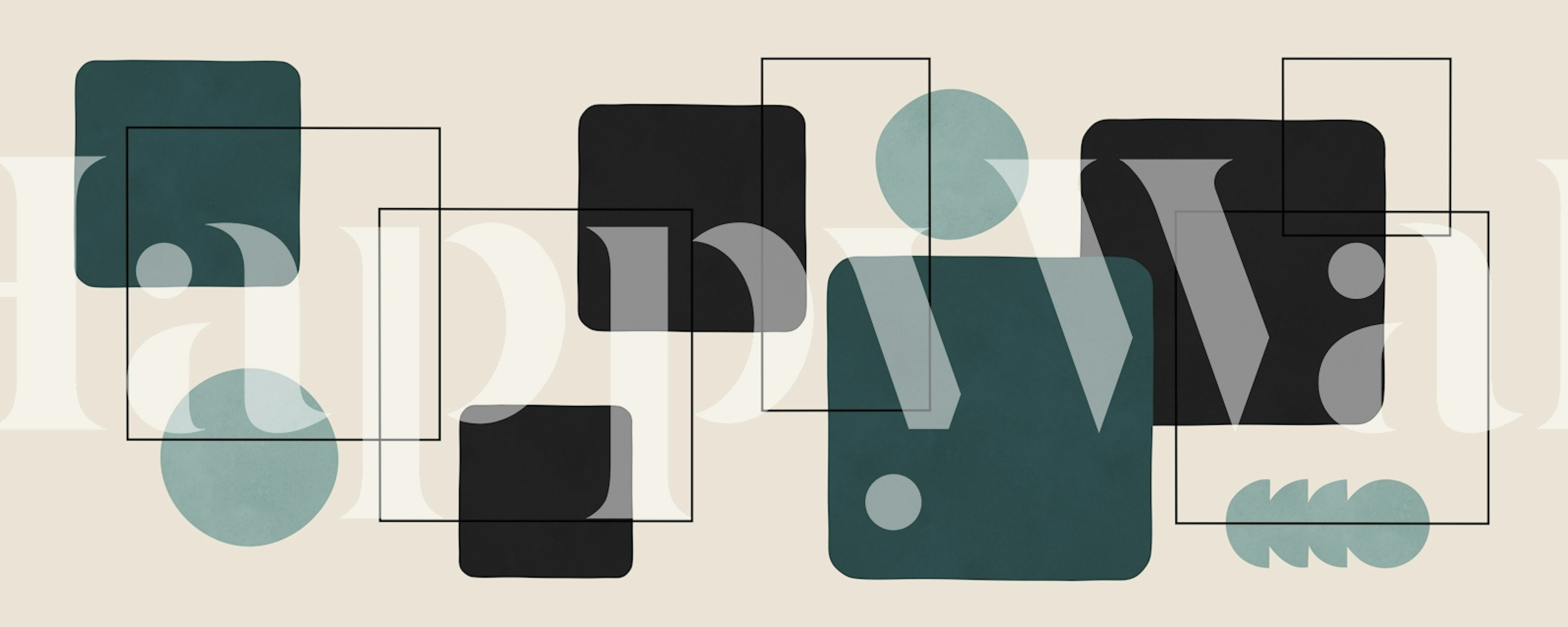 Ταπετσαρία Lines and squares σε ένα δωμάτιο