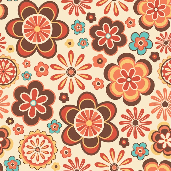 Retro 70s Psychedelic Groovy Floral