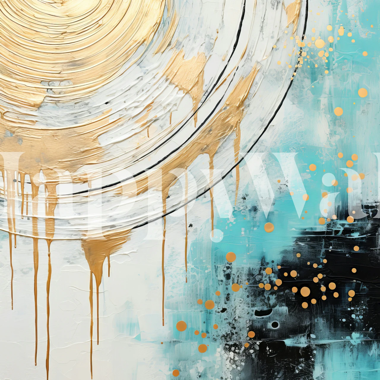 Melting sun abstract art Tapete in einem Raum