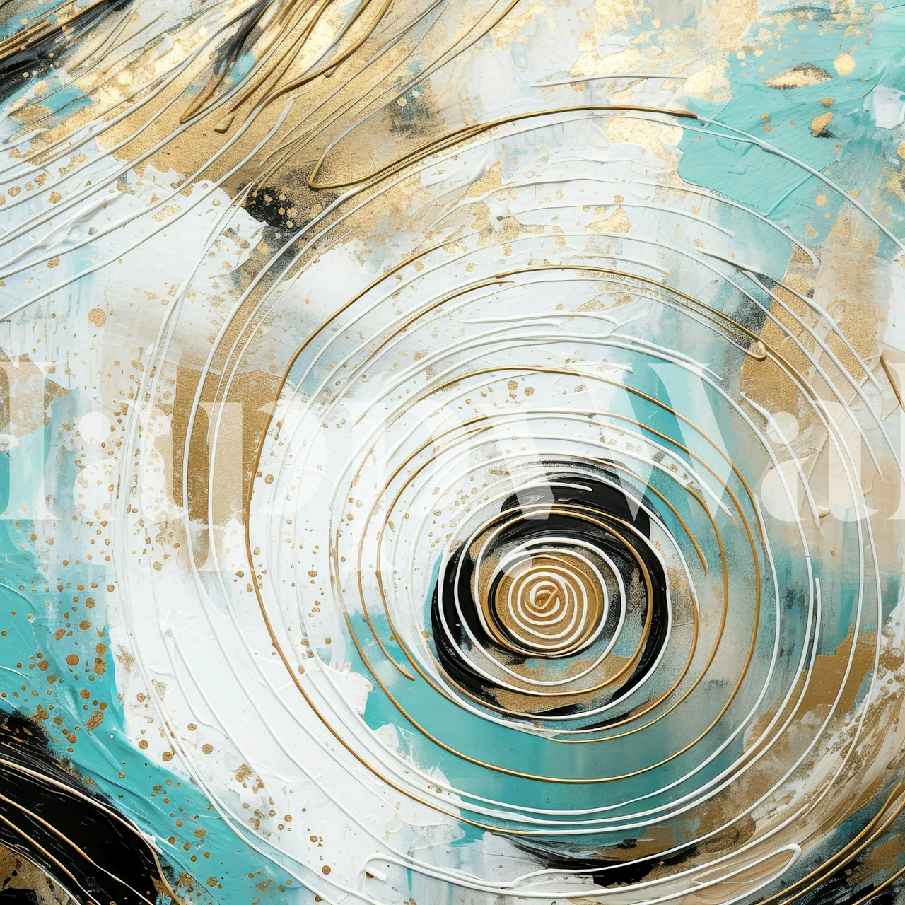 Abstract art wallpaper in a modern room