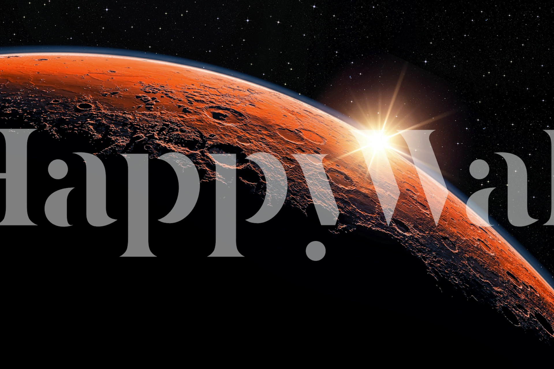 De Red Planet behang tentoongesteld in een kamer