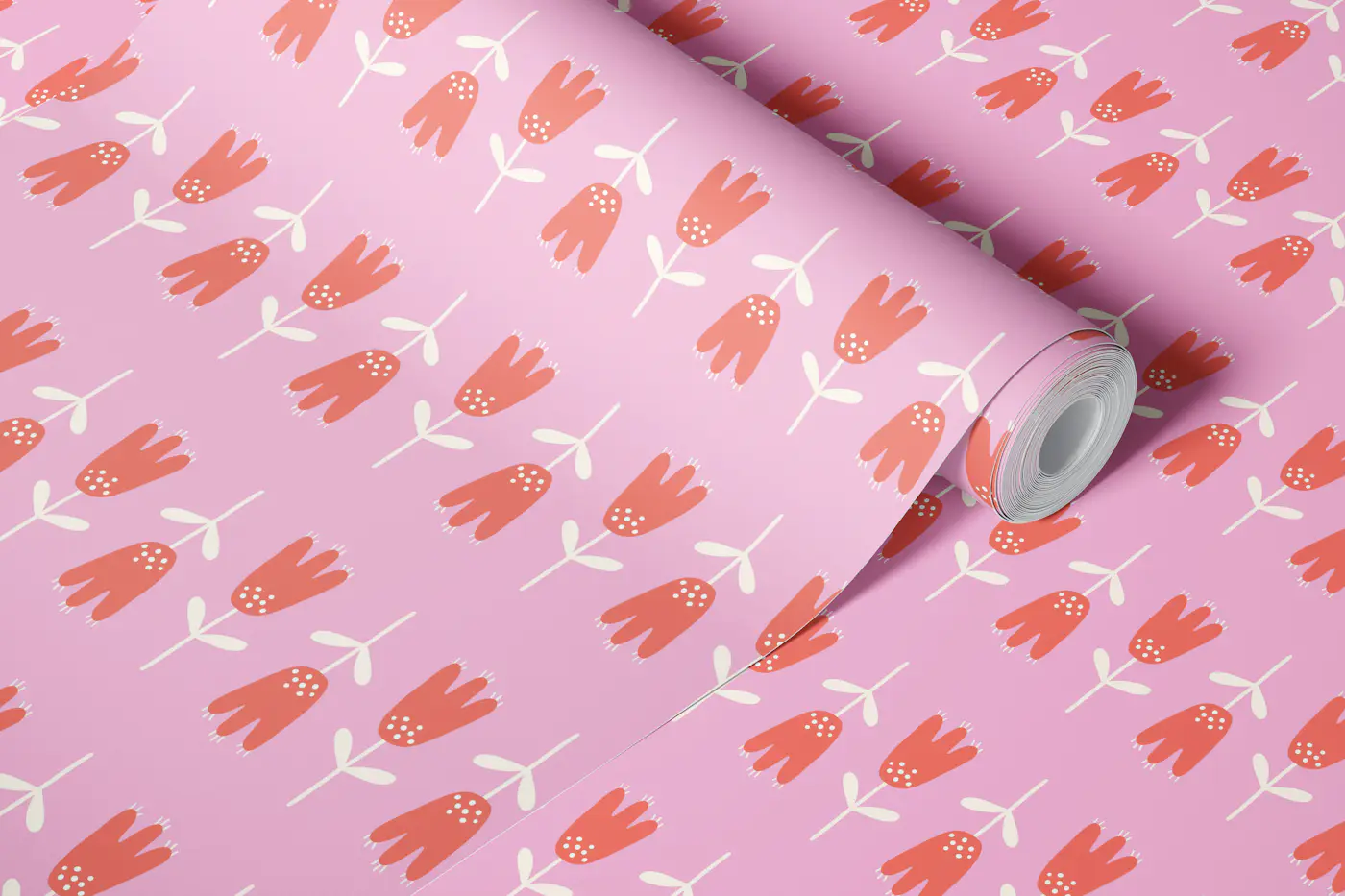 Scandinavian Folk Floral wallpaper roll