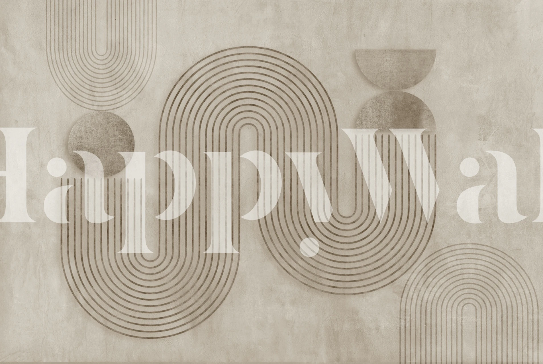 Dynamic Balance Modern Art Beige wallpaper in a room