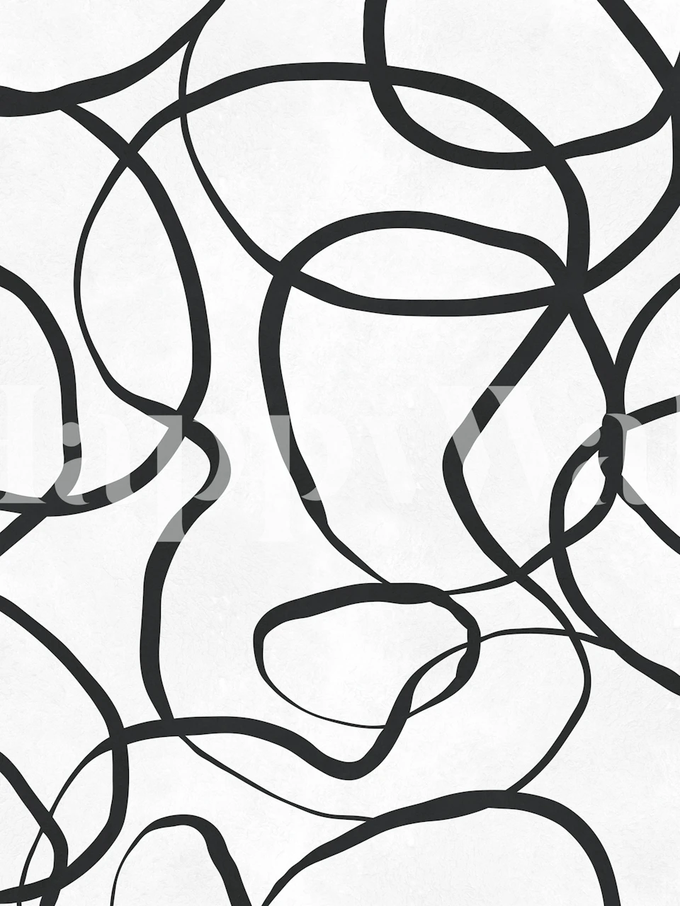 Abstract black line wallpaper in a modern room