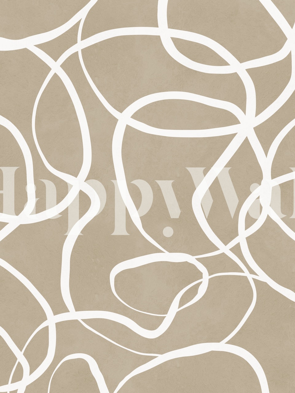 Beige background with white abstract line art wallpaper