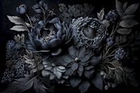 Renaissance Vibes Moody Opulent Flowers Blue wallpaper