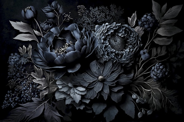 Renaissance Vibes Moody Opulent Flowers Blue
