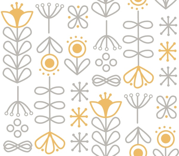 Folk Floral in Ochre Yellow