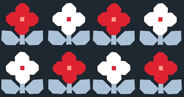 Cross Stich Floral on Blue