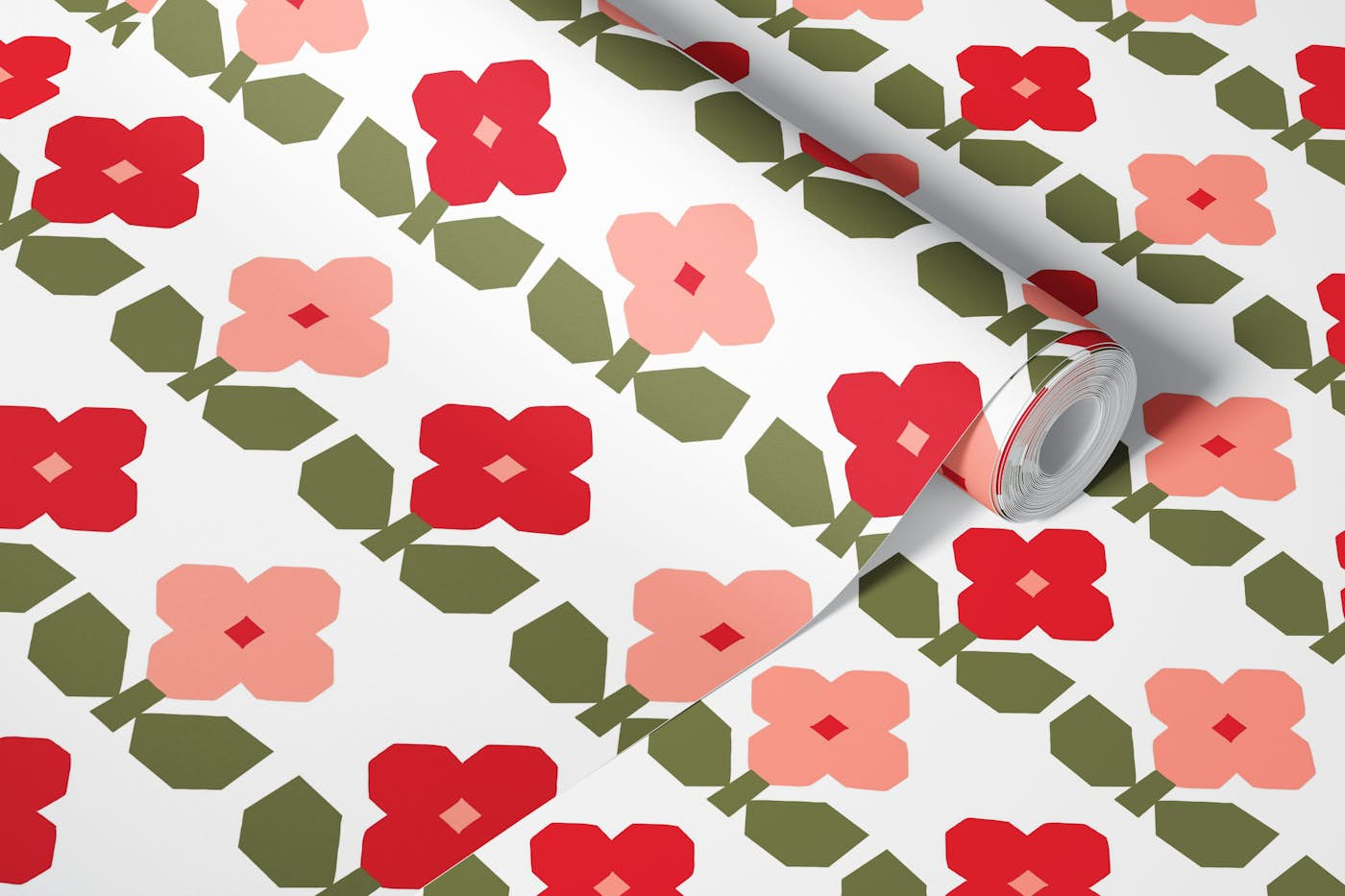 Cross Stitch Floral wallpaper roll