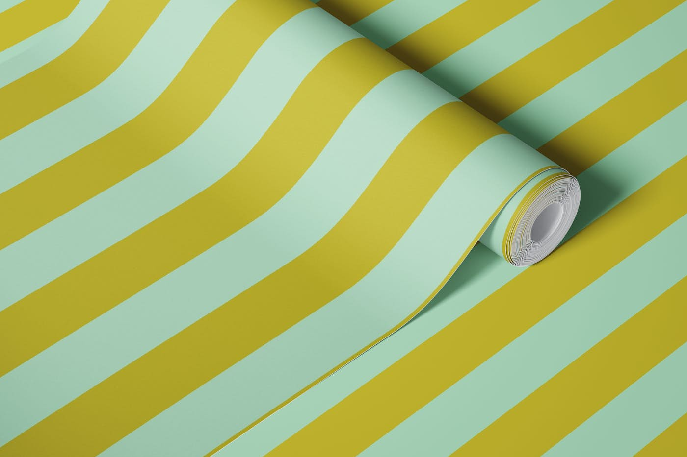 Turquoise and Gold Stripes wallpaper roll